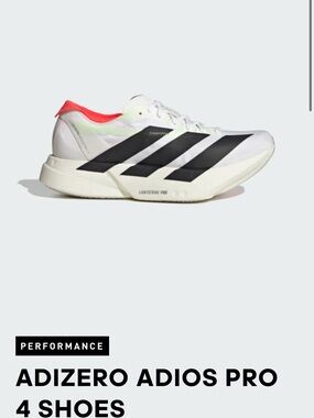 adidas Adizero Adios Pro 4 Women’s Running Shoes - White/Black/Coral